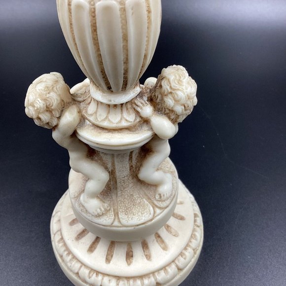 Vtg Mid Century Hollywood Regency Novelty Resin Cherub 10" Glass Ashtray Stand - Picture 4 of 16